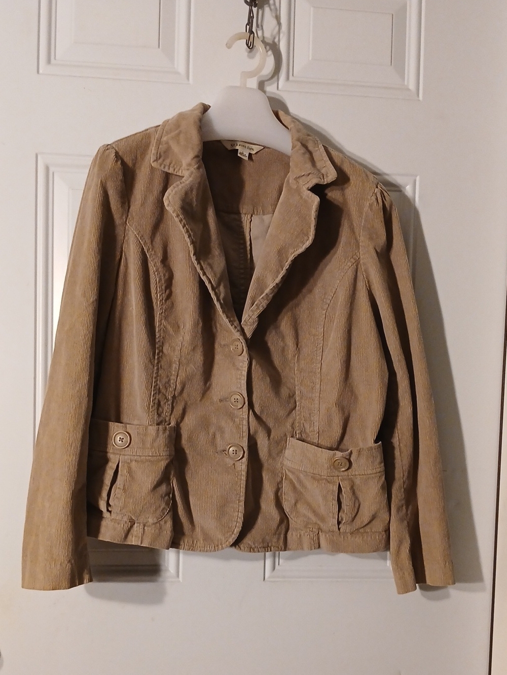 St. Johns Bay Women's Tan Corduroy Button-Front Blazer
